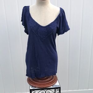 Beautiful blue tee with floral detail